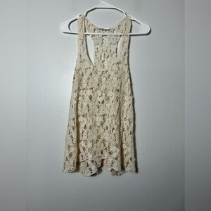 Solitaire crocheted tank top Ivory Sz M Boho Cotton